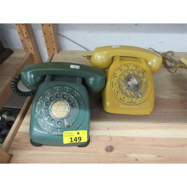 1 Green & 1 Yellow  "Automatic Electric" Dial Phones