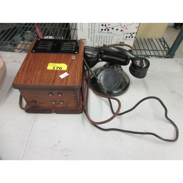 Vintage Crank Phone with Bakelite Cradle Handset