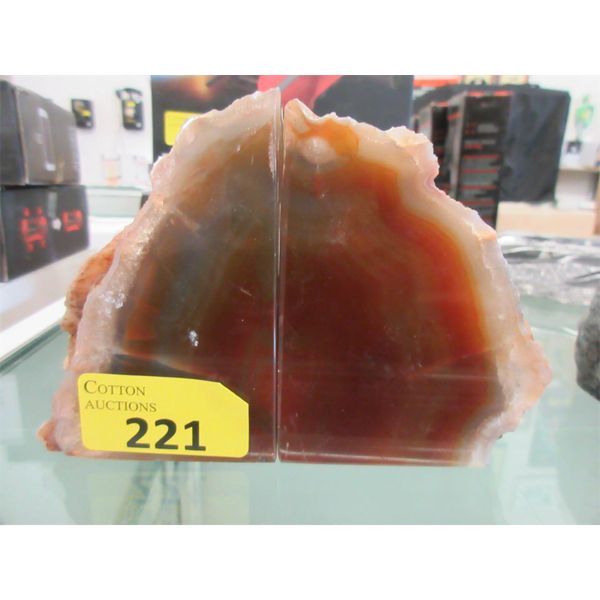 Polished Brazilian Agate Bookend Set
