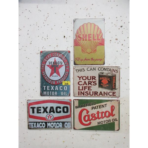 5 New Metal Gas Theme Wall Signs - 8" x 12"