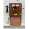 Image 1 : Vintage Wood Crank Wall Phone - Bakelite Earpiece