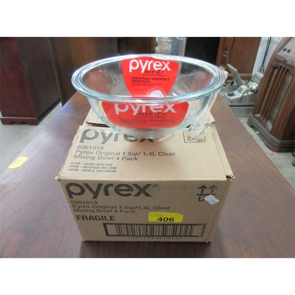 Case of 4 New Pyrex Original 1.5 Quart Mixing Bowls