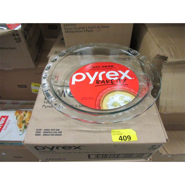 Case of 6 New Pyrex Easy Grab 9.5" Pie Plates