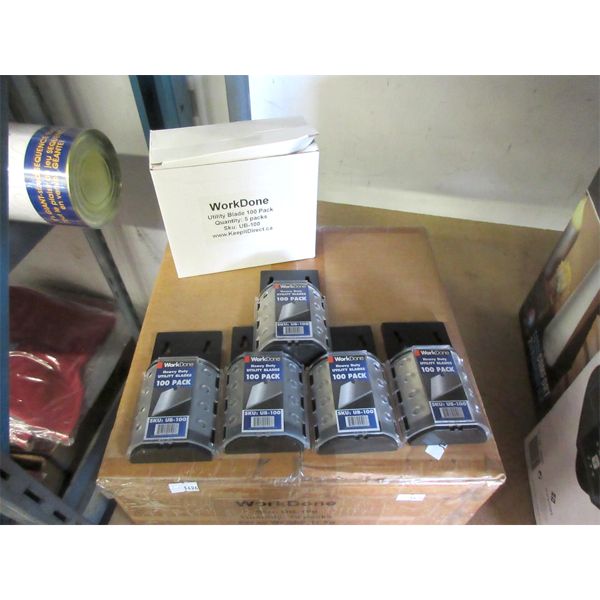 New Box of 5 Packs of 100 WorkDone Utility Blades