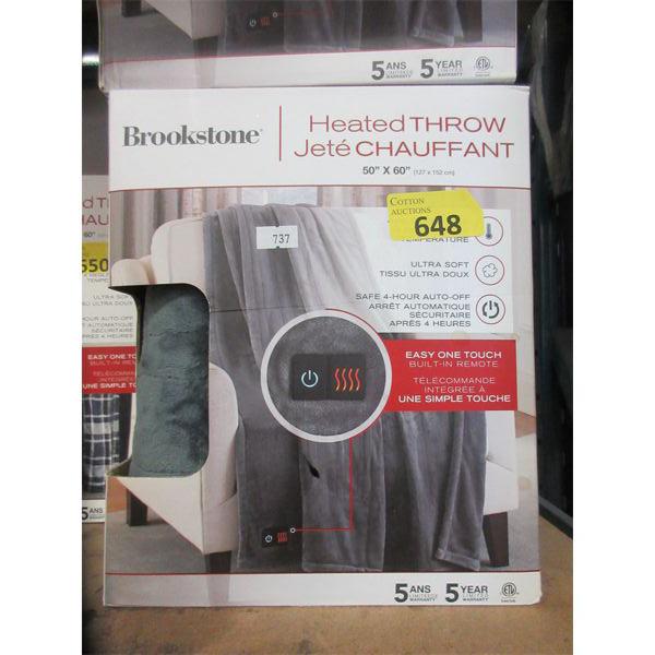 Brookstone 50" x 60" Grey Heated Throw 