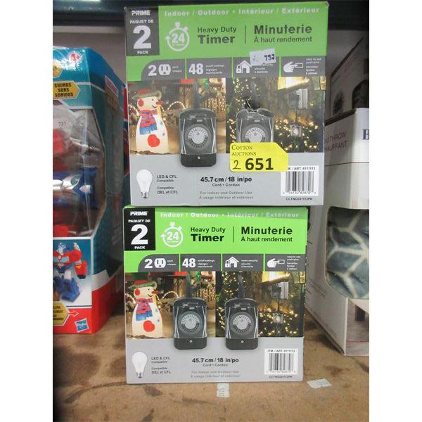 2 Sets of 2 Prime Heavy Duty Indoor/Outdoor Timers