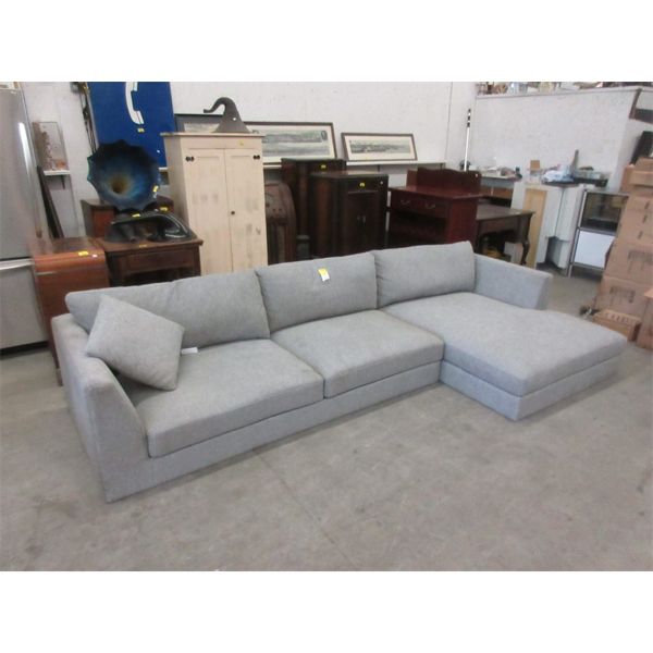 Grey Fabric Upholstered Sectional Sofa 
