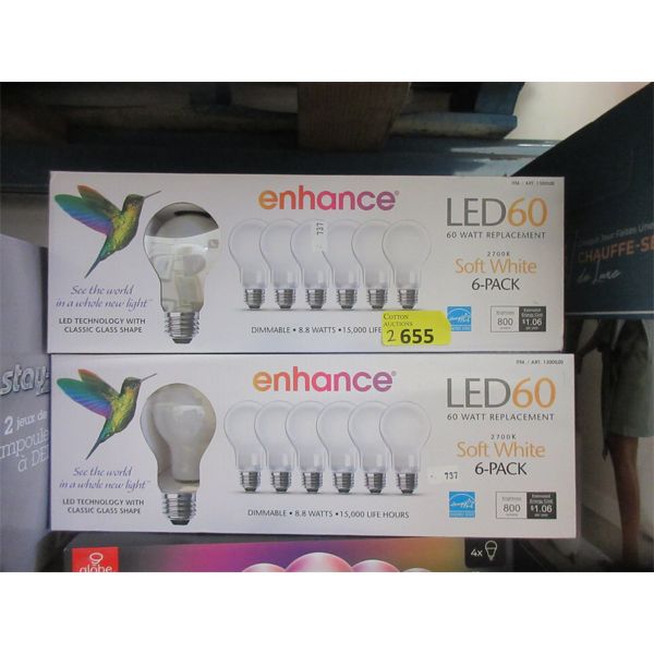 2 Sets of 6 LED 60 Watt Lightbulbs - Soft White