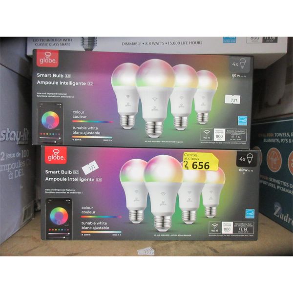 2 Sets of 4 Globe 60 Watt Smart Bulbs