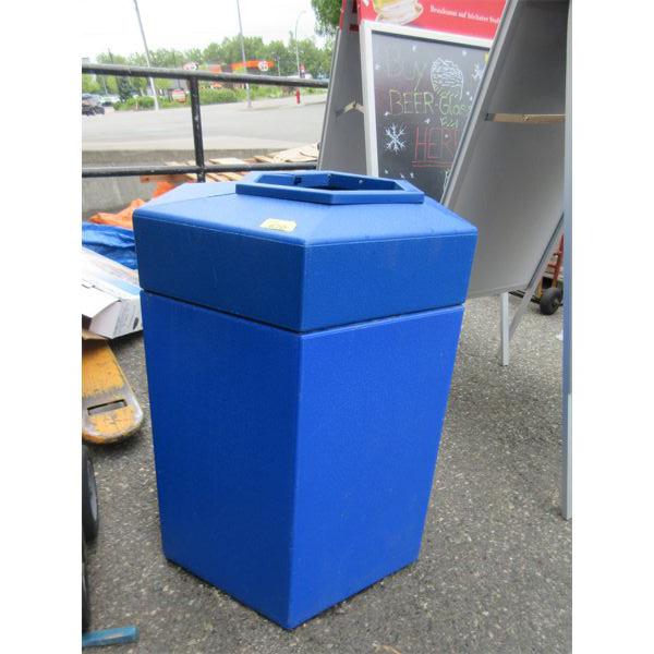 Blue Plastic Recycle Bin - 29" tall x 22" diameter