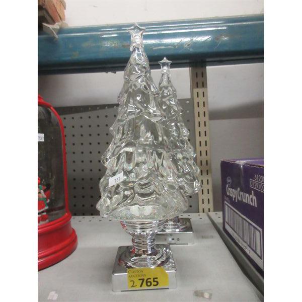 2 Illuminated 14" Glitter Christmas Trees