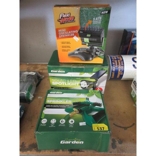 2 Lawn Sprinklers & 1 Solar LED Spotlight