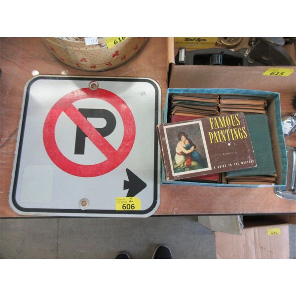 No Parking Sign & 40 "Little Leather Library" Books