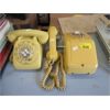 Image 1 : Vintage Yellow Desk and Wall Phone