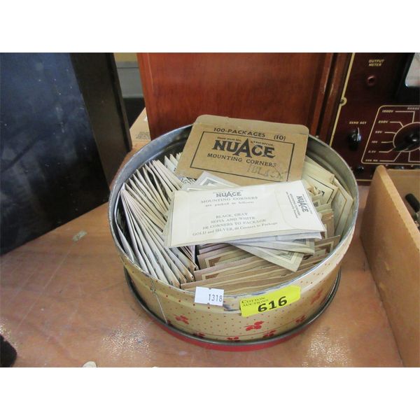 Tin of Vintage Photo Mounting Corners