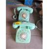 Image 1 : 2 Vintage Aqua Rotary Dial Desk Phones