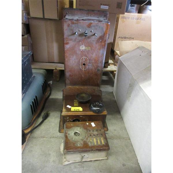 3 Vintage Wood Phone Parts