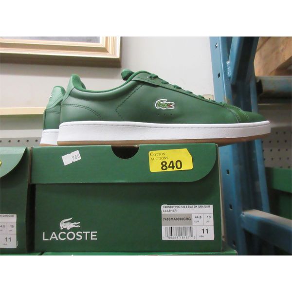 New Men's Lacoste Carnaby Pro Green Leather Shoes 
