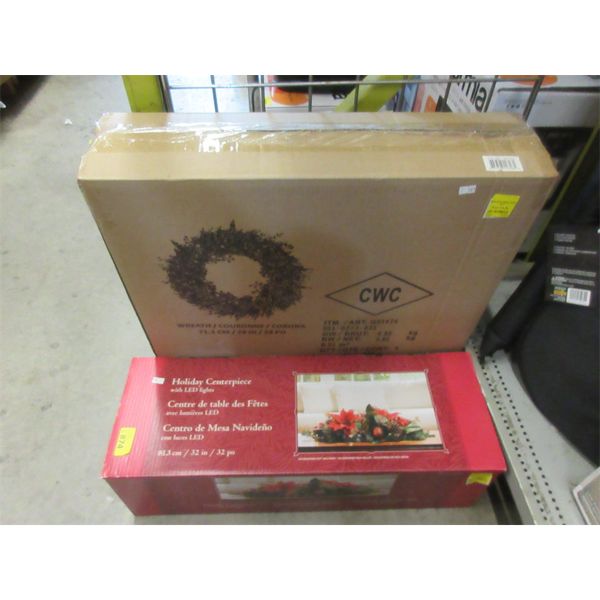71.1 cm Wreath & LED Holiday Centerpiece 