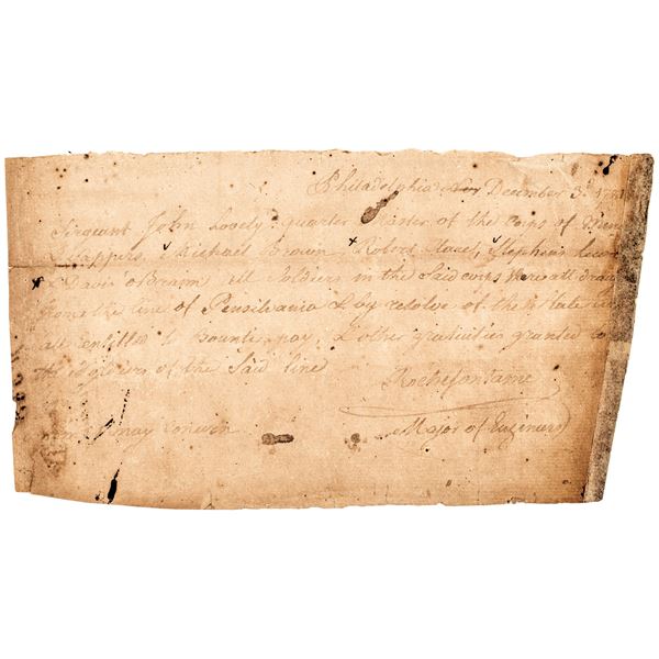 1781 Rev. War STEPHEN ROCHEFONTAINE Major of Engineers Corps of Sappers + Miners