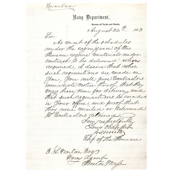 1863 Commodore Rear Admiral Joseph Smith ADS Oversaw Construction of USS Monitor