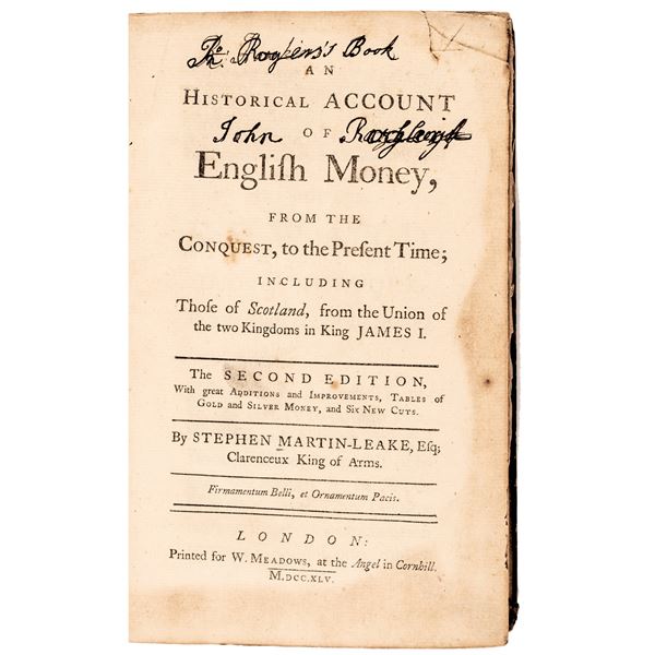 1745 Reference: An Historical Account of English Money ..., Stephen Martin-Leake