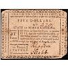 Image 1 : Colonial Currency North Carolina, August 8, 1778, Five Dollars The Rising STATES