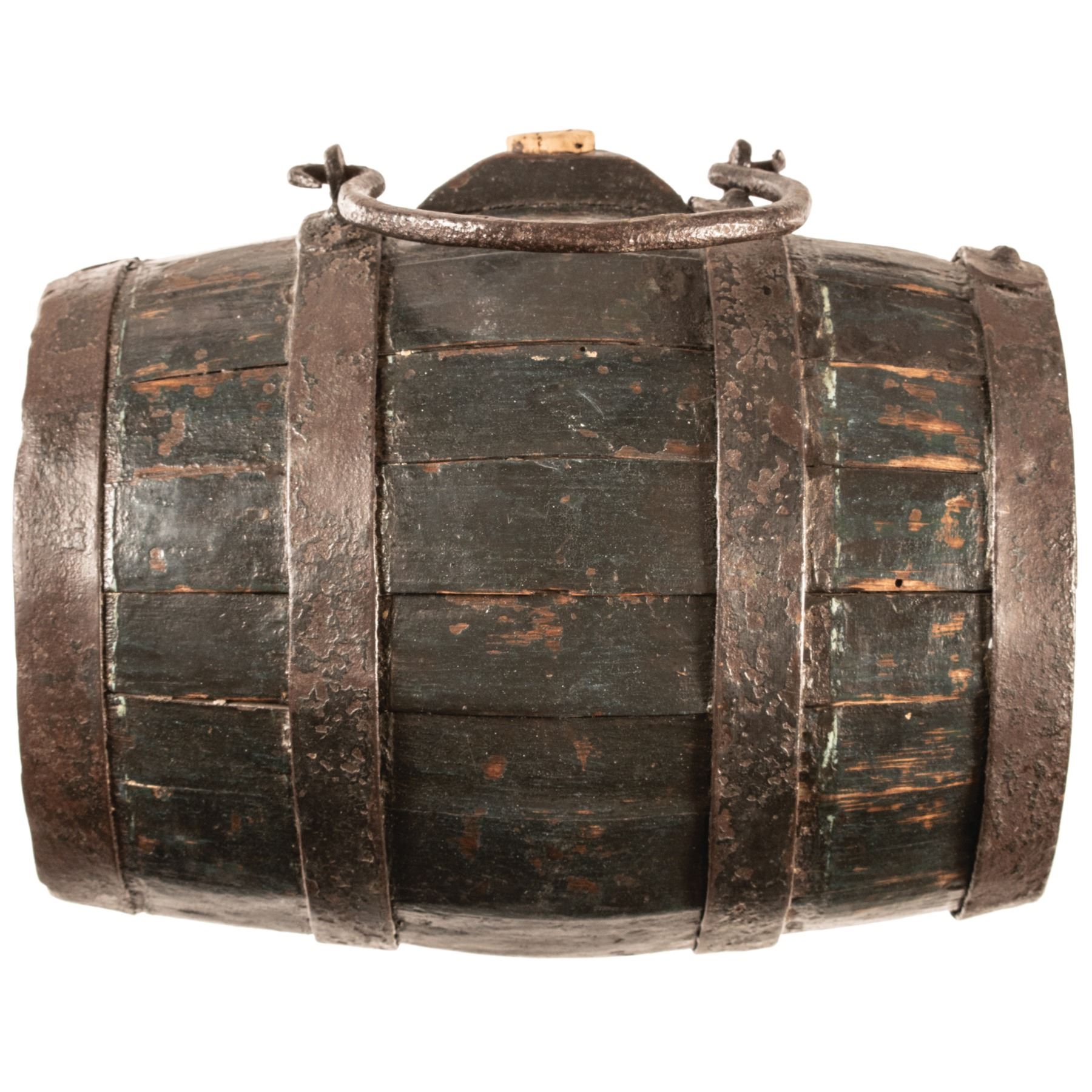 c. 1776 Revolutionary War Era Soldiers Camp Painted Rundlet, Rum Keg or ...