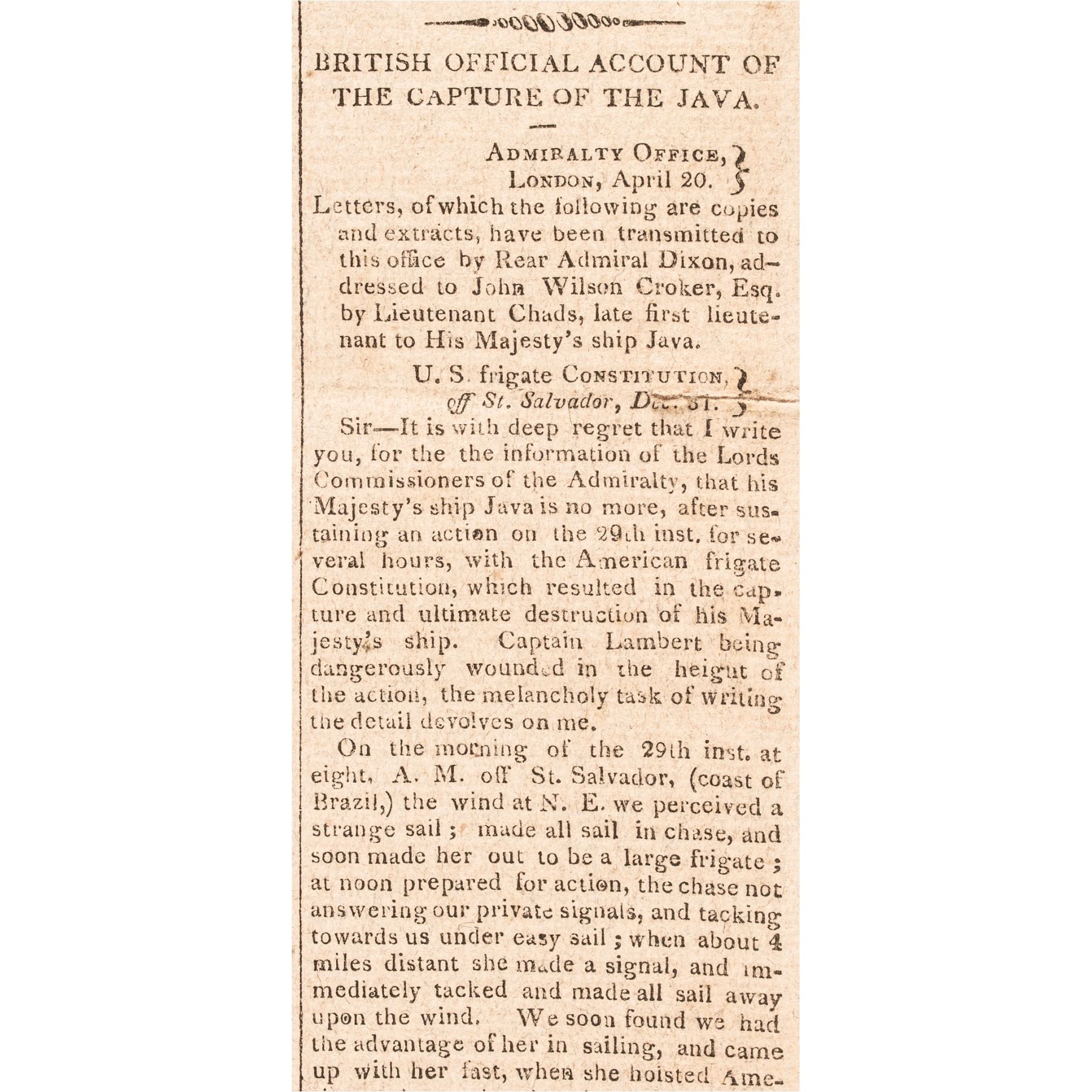 June 17, 1813-Dated War of 1812 Newspaper, Battle USS Constitution and ...