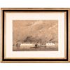 Image 1 : 1860s Union + Confederate Ironclads Civil War Original Art Chalk on Board Drawing