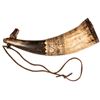 Image 2 : 1889-Dated Uniquely Designed Scrimshawed Powder Horn Signed with Engraved Maker