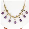 Image 5 : Rare Antique Victorian 14K Gold 14 ctw Oval Amethyst Pearl Fringe Collier Neckla