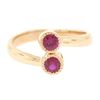 Image 4 : NEW Custom Made 14k Rose Gold Round Bezel Set Ruby Two Stone Simple Bypass Ring