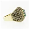 Image 5 : Vintage 18k Yellow Gold .72 ctw Round Emerald Twisted Wire Basket Weave Dome Rin