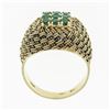 Image 7 : Vintage 18k Yellow Gold .72 ctw Round Emerald Twisted Wire Basket Weave Dome Rin