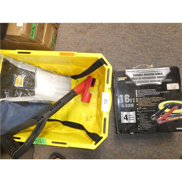 16ft flexible booster cable, work gloves (M) ,