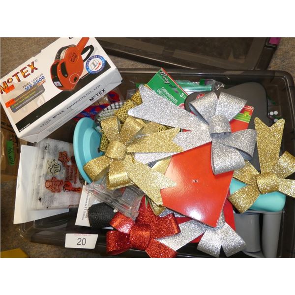 Motex price labeller, holiday decorations, bows
