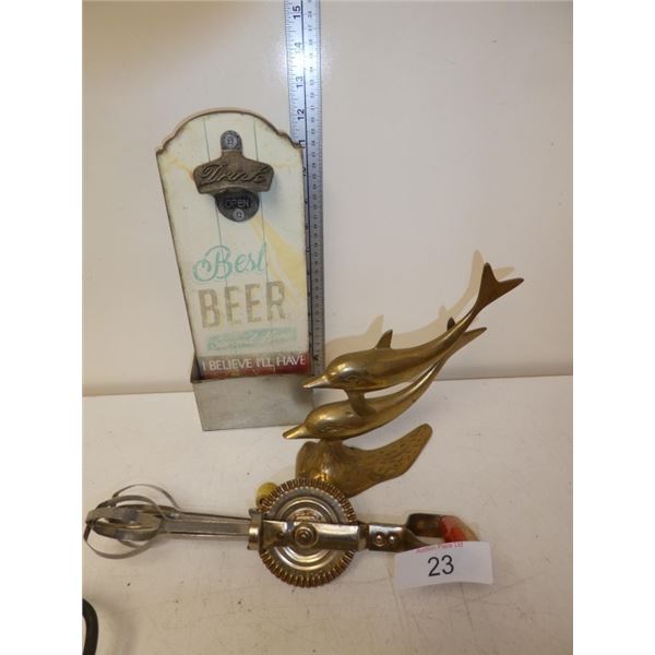 bottle opener, decorative dolphin, antique