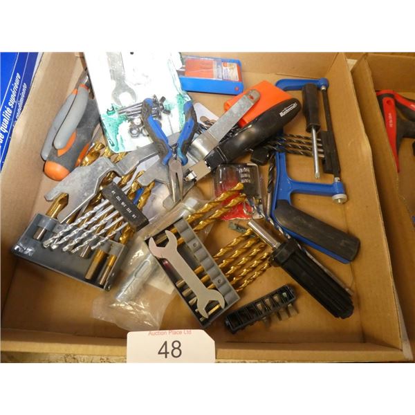 drill bits, pliers, screwdrivers