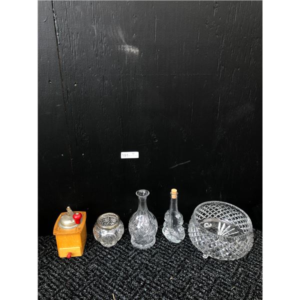 Assorted Crystal And Vintage Tabacco Grinder