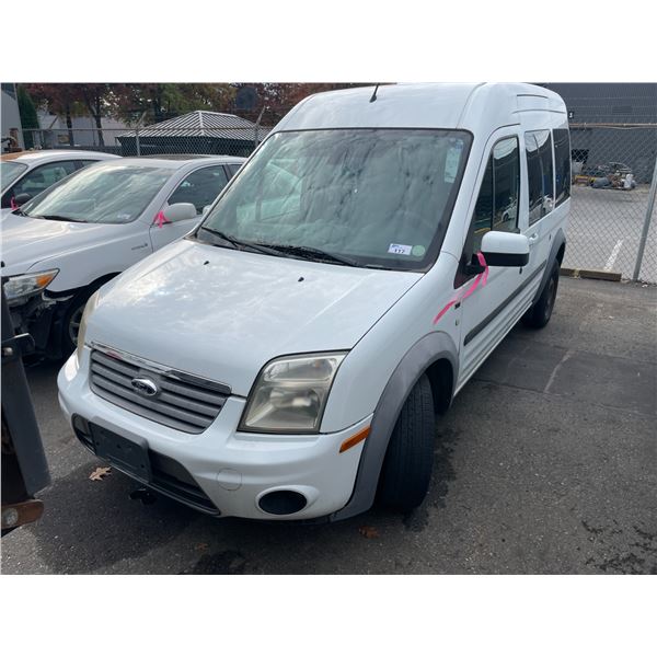 2012 FORD TRANSIT CONNECT XLT, 4DR, WHITE, VIN NM0KS9CN5CT095525,