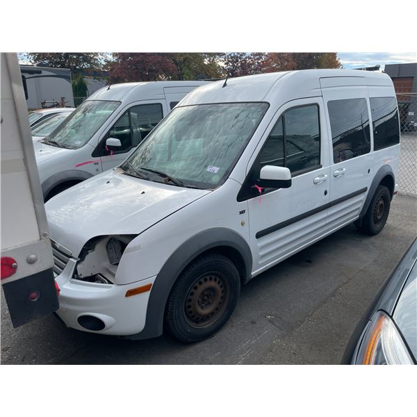 2012 FORD TRANSIT CONNECT XLT, 4DR, WHITE, VIN NM0KS9CN6CT095551,