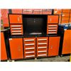 Image 1 : DIGGIT ORANGE / BLACK 16 DRAWER 4 DOOR 77"W X 24"D X 67"H WORK BENCH WITH HUTCH