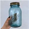 Image 5 : Set of 4 Vintage Blue Glass & Clear Mason Jars