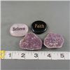 Image 2 : Set of 2 Amethyst Clusters, "Believe" Rose Quartz Stone & "Faith" Obsidian Stone