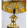 Image 5 : Vintage Stained Glass & Brass Table Lamp