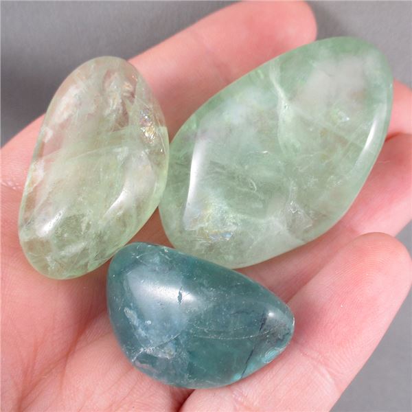 Set of 3 Polished Rainbow Fluorite Crystals - Mexico