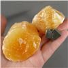 Image 1 : Set of 2 Orange Calcite Crystals & 1 Pyrite Cube Specimen