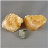 Image 2 : Set of 2 Orange Calcite Crystals & 1 Pyrite Cube Specimen