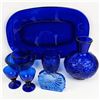 Image 1 : Set of 8 Vintage Cobalt Blue Glassware